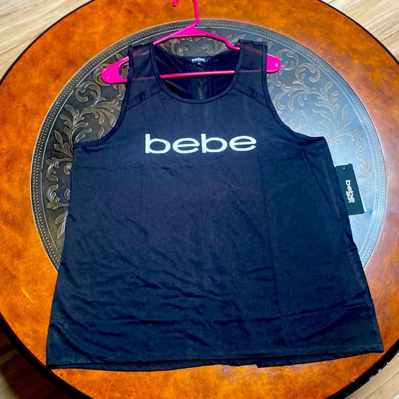 Bebe Sports Black Performance Logo Tank Top Plus Sizes - Picture 2 of 8